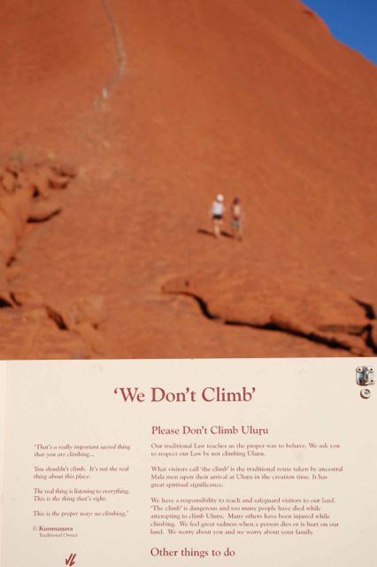 Ayers Rock don't climb sign