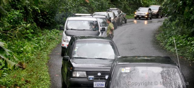 Arenal volcano blocked road