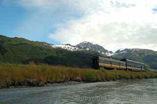 Placer River rafting, Alaska Railroad train