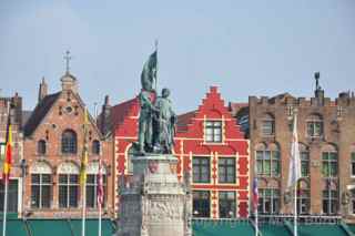 Bruges Belgium market square statue