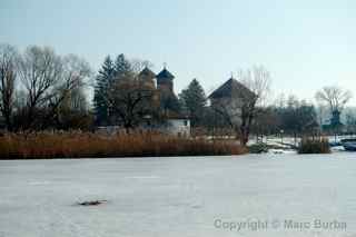 Snagov monastery frozen lake