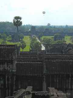 Angkor Wat library and hot air balloon